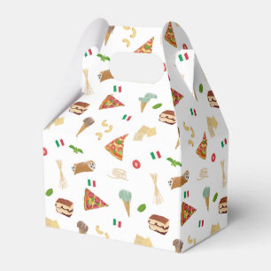 Italian Food Pizza Pasta Tiramisu Pattern Favor Boxes
