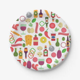 italian food pizzeria pizza ingredients paper plates