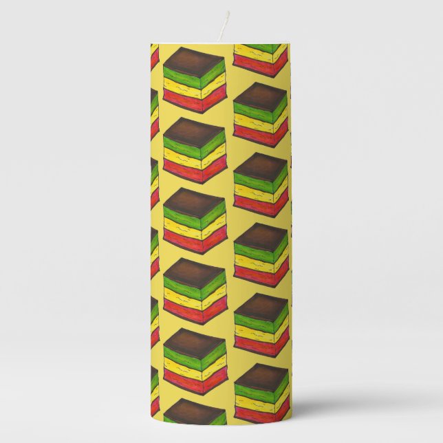 Italian Food Rainbow Tricolor Seven Layer Cookies Pillar Candle (Front)