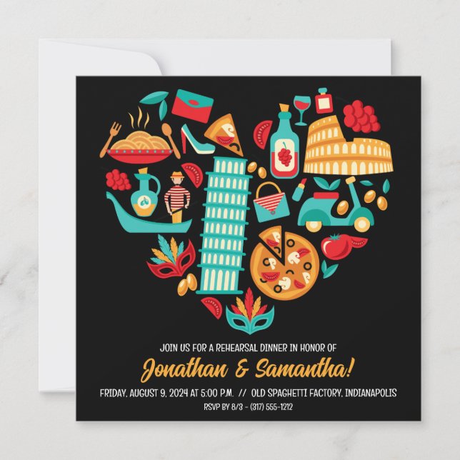 Italian Food Restaurant Rehearsal Dinner Invitation (Front)