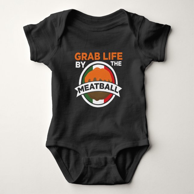 Italian Food Spaghetti Meatball Pasta Italy Flag Baby Bodysuit (Front)
