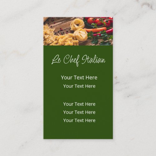 Italian Food Theme Vertical Business Cards