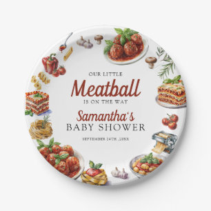 Italian Food   Watercolor Baby Shower Paper Plates