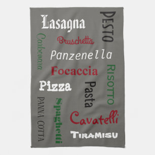 Italian Foods Gray Kitchen Towel