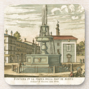 Italian Fountain in Town Square by Falda Drink Coaster