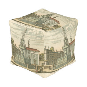 Italian Fountain in Town Square by Falda Pouf