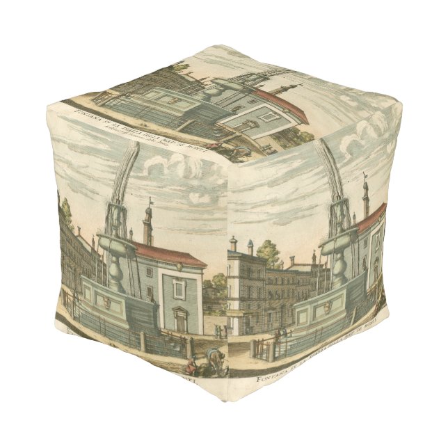 Italian Fountain in Town Square by Falda Pouf (Angled Front)