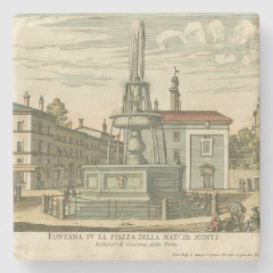 Italian Fountain in Town Square by Falda Stone Coaster
