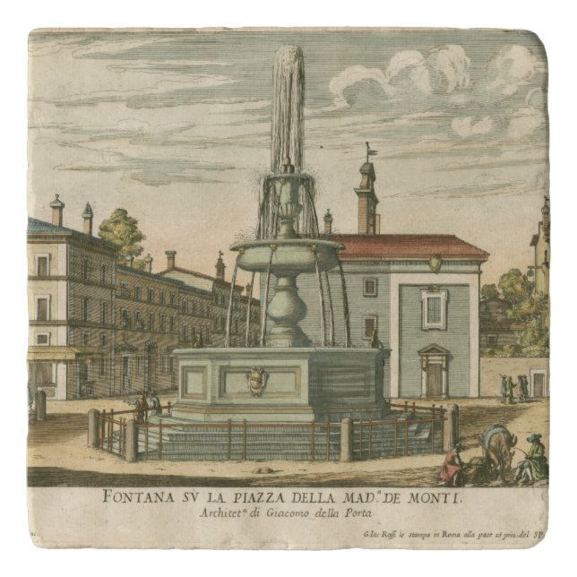 Italian Fountain in Town Square by Falda Trivet (Front)