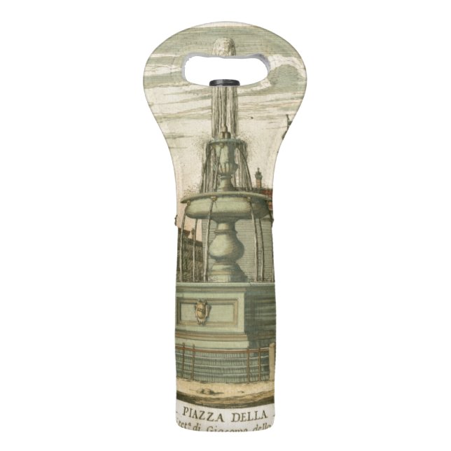 Italian Fountain in Town Square by Falda Wine Bag (Back)
