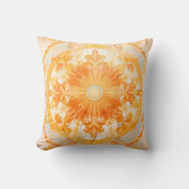 Italian Fresco Sun Pattern Throw Pillow (Front)