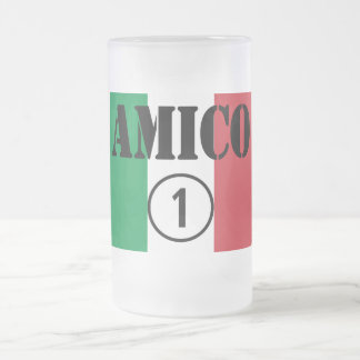 Italian Friends : Amico Numero Uno Frosted Glass Beer Mug
