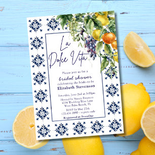 Italian Fruits Tiles La Dolce Vita Bridal Shower Invitation