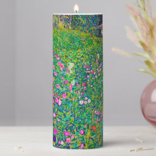 Italian Garden, Gustav Klimt Pillar Candle
