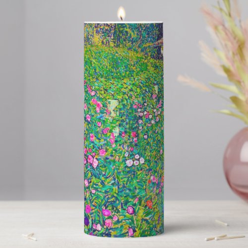 Italian Garden Gustav Klimt Pillar Candle