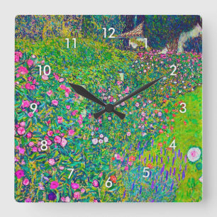 Italian Garden, Gustav Klimt Square Wall Clock