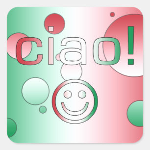 Italian Gifts : Hello / Ciao Face Square Sticker