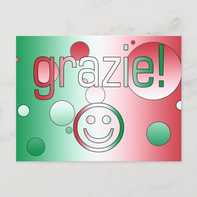Italian Gifts : Thank You / Grazie Face Postcard (Front)