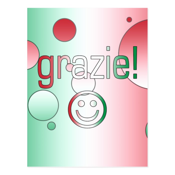 Italian Gifts  Thank You / Grazie + Smiley Face Post Card