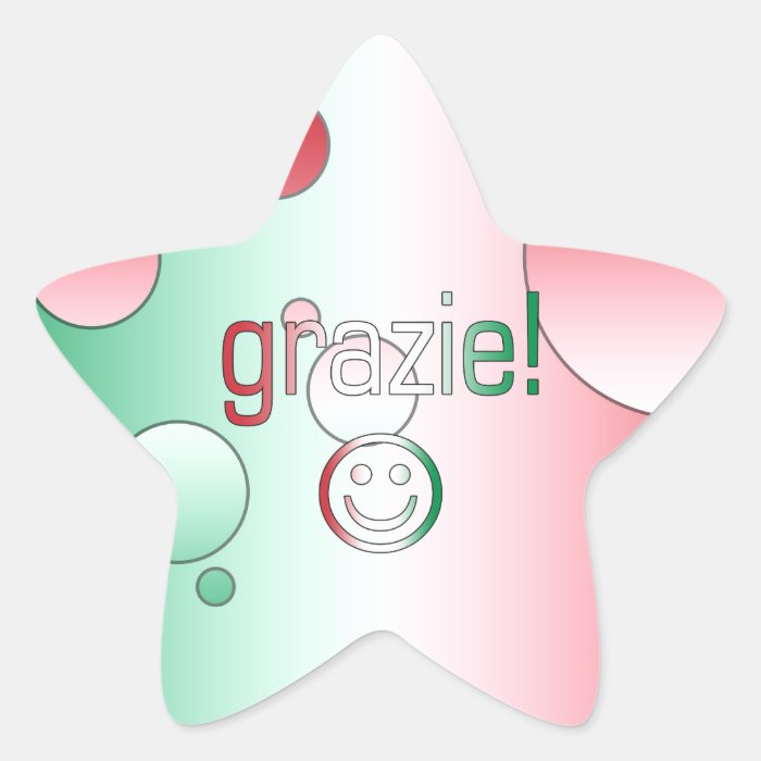 Italian Gifts  Thank You / Grazie + Smiley Face Star Stickers