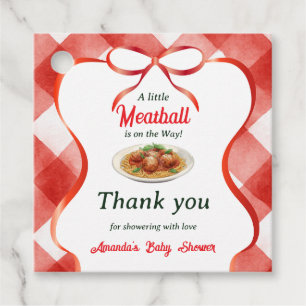 Italian Gingham Red Meatball Pasta Baby Shower Favor Tags