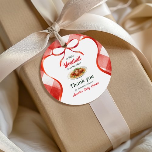 Italian Gingham Red Meatball Pasta Baby Shower Favor Tags