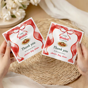 Italian Gingham Red Meatball Pasta Baby Shower Napkins