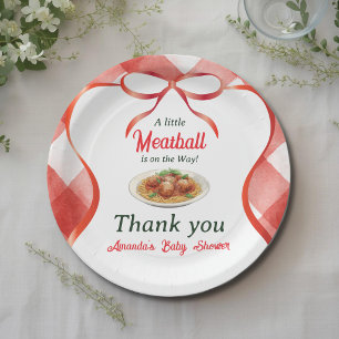 Italian Gingham Red Meatball Pasta Baby Shower Paper Plates