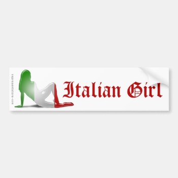 Italian Girl Silhouette Flag Bumper Sticker by representshop at Zazzle