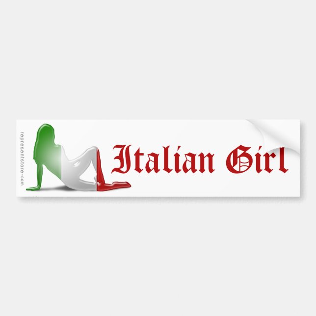Italian Girl Silhouette Flag Bumper Sticker (Front)