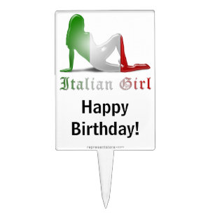 Italian Girl Silhouette Flag Cake Topper
