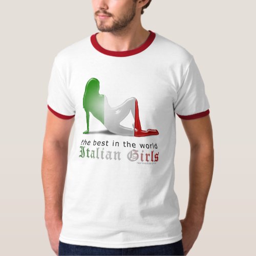 Italian Girl Silhouette Flag T_Shirt