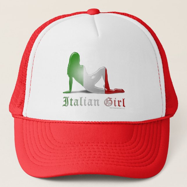 Italian Girl Silhouette Flag Trucker Hat (Front)