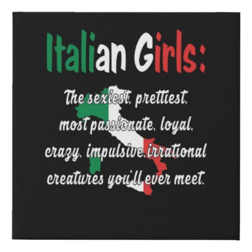 ITALIAN GIRLS FUNNY FAUX CANVAS PRINT