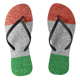 Italian Goddess Glitter Italy Flag Beach Babe      Flip Flops