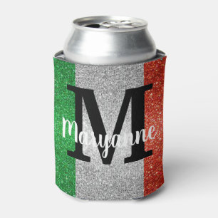 Italian Goddess Glitter Italy Flag Colors Birthday Can Cooler
