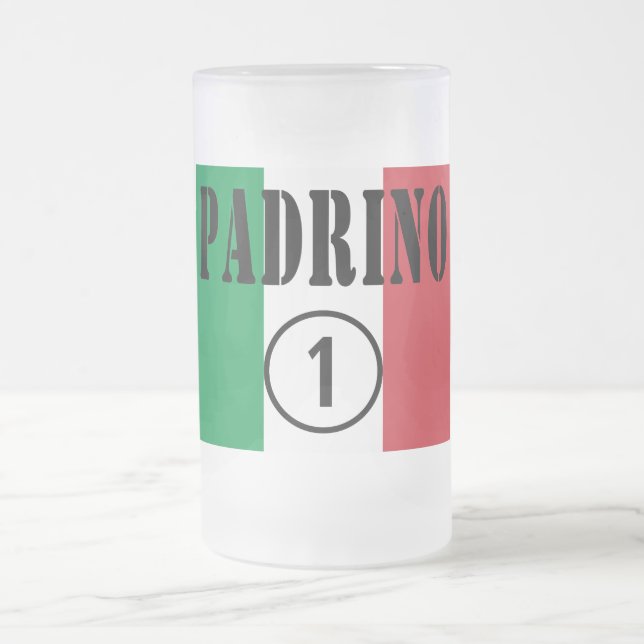 Italian Godfathers : Padrino Numero Uno Frosted Glass Beer Mug (Center)