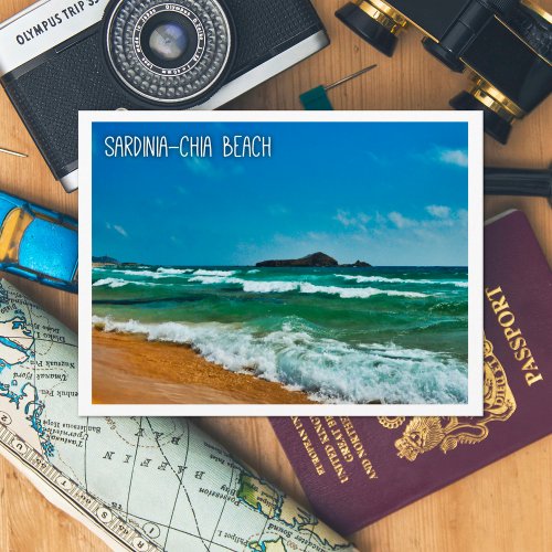 Italian Golden sand beach Sardinia Postcard