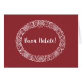 Italian Greeting Christmas Wreath White, Deep Red (Front Horizontal)