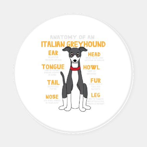 Italian Greyhound Anatomy Funny Dog Mom Dad Gift Coaster Set