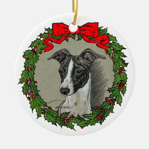 Italian Greyhound Art by Glenda S Harlan Ceramic Ornament