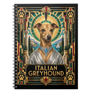 Italian Greyhound, Art Deco Dog Notebook