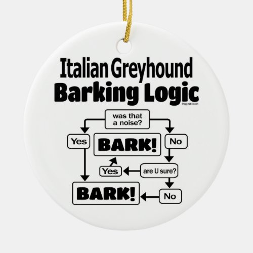 Italian Greyhound Barking Logic Ceramic Ornament