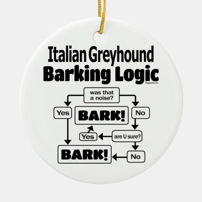 Italian Greyhound Barking Logic Ceramic Ornament (Front)