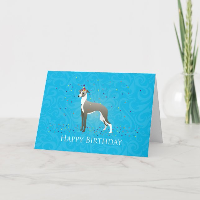 Italian Greyhound Birthday Design Card (Front)