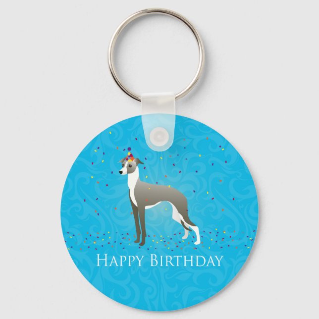 Italian Greyhound Birthday Design Keychain (Front)