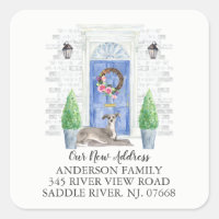 Italian Greyhound Blue Door New Address Label