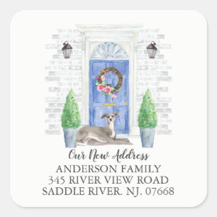 Italian Greyhound Blue Door New Address Label
