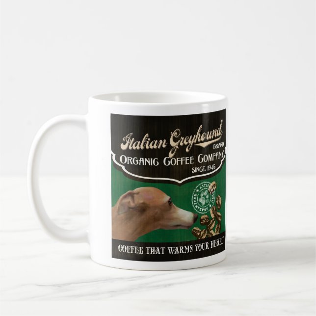 Italian Greyhound Brand - Organic Coffee Company Coffee Mug (Left)