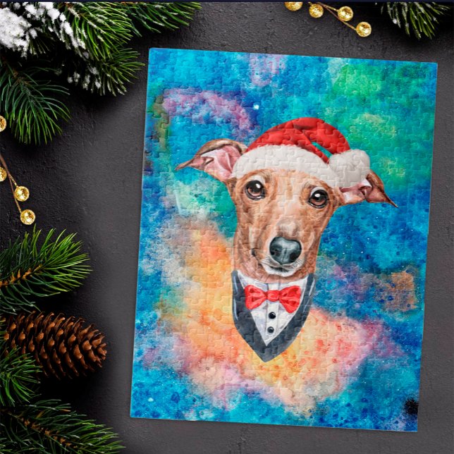 Italian Greyhound Breed Dog Christmas Jigsaw Puzzle (Creator Uploaded)